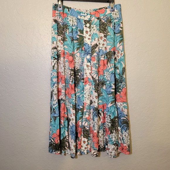 Talbots Dresses & Skirts - Talbots Tropical Flowy Floral Tiered Button Up Maxi Skirt Women's Size M